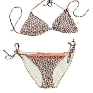 Athleta Paisley Bikini Set D Cup L Made USA Boho Swim